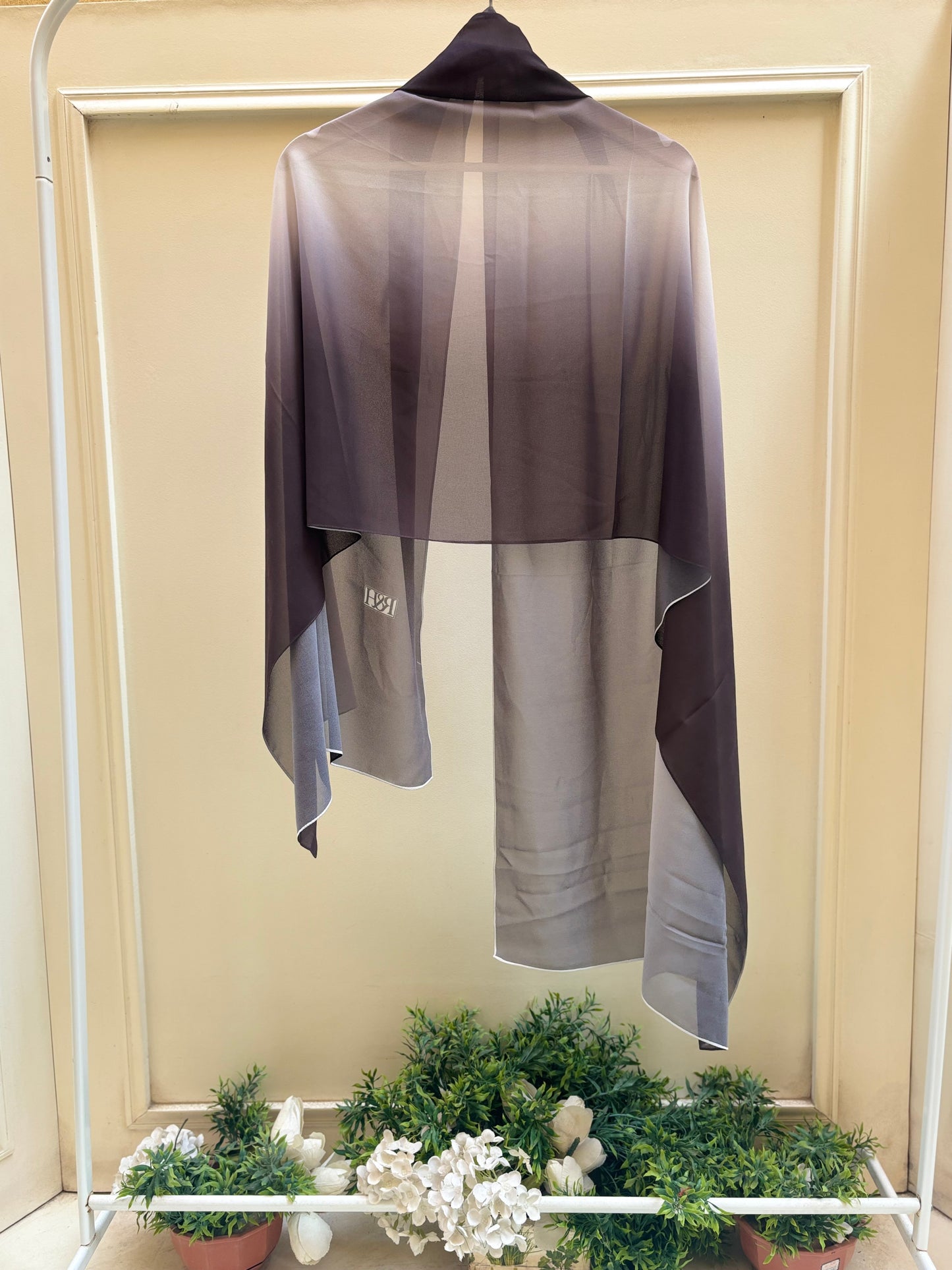 Purple light grey ombre chiffon