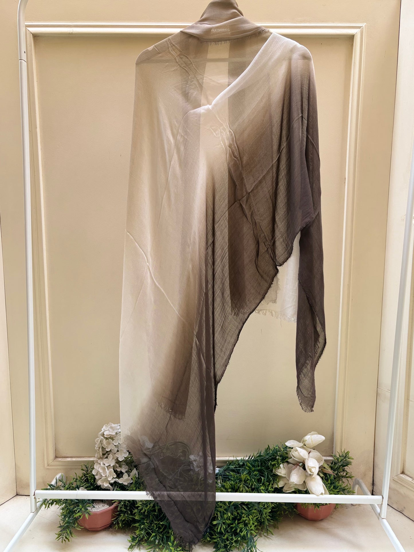 White brown ombre linen