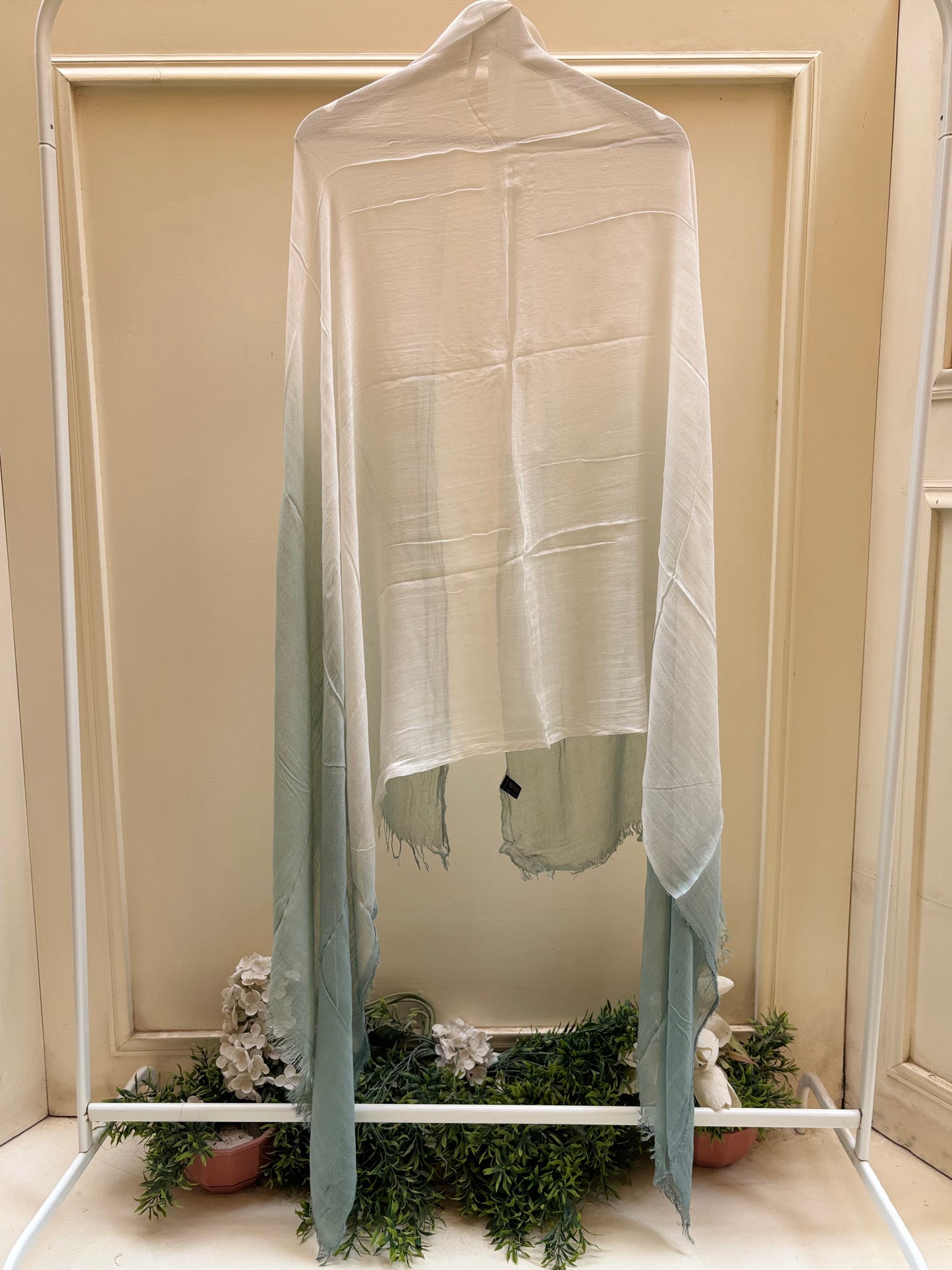 Mint white ombre linen