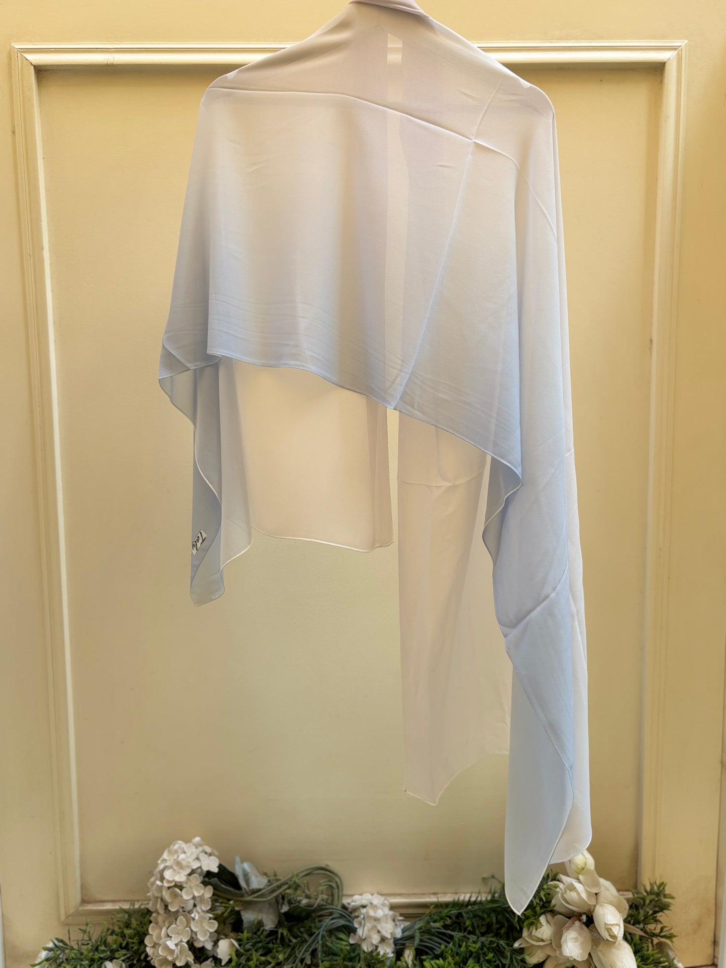 Baby blue light beige ombre chiffon