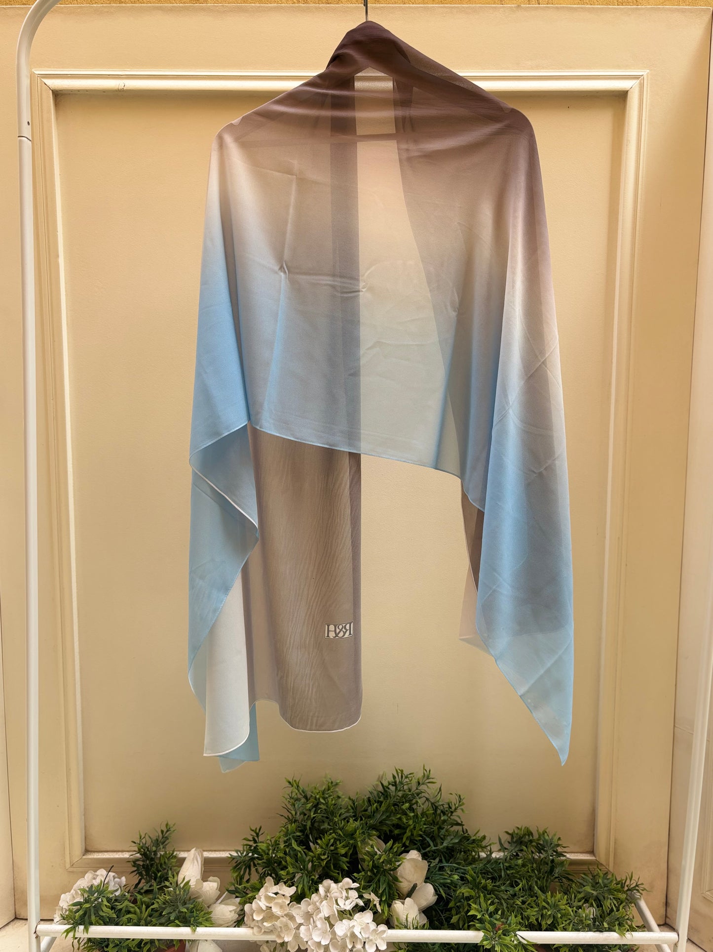 Beige baby blue ombre chiffon