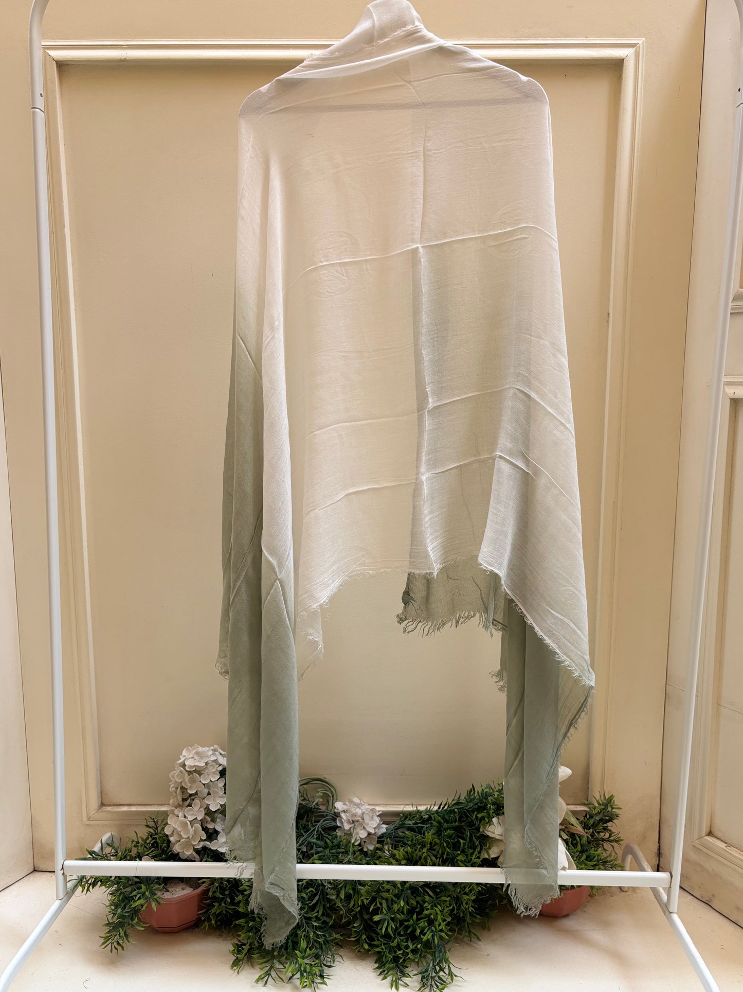 White lime green ombre linen