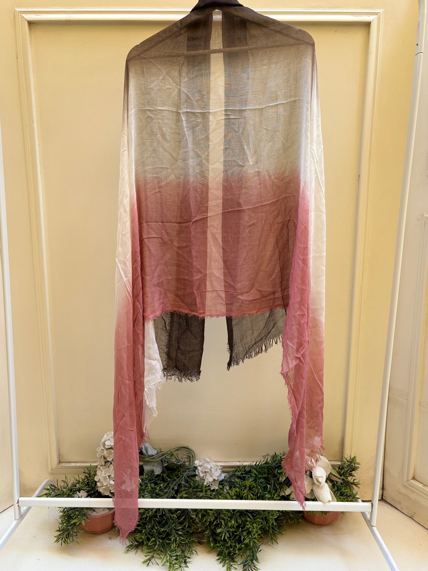 Brown beige cashmere ombre linen