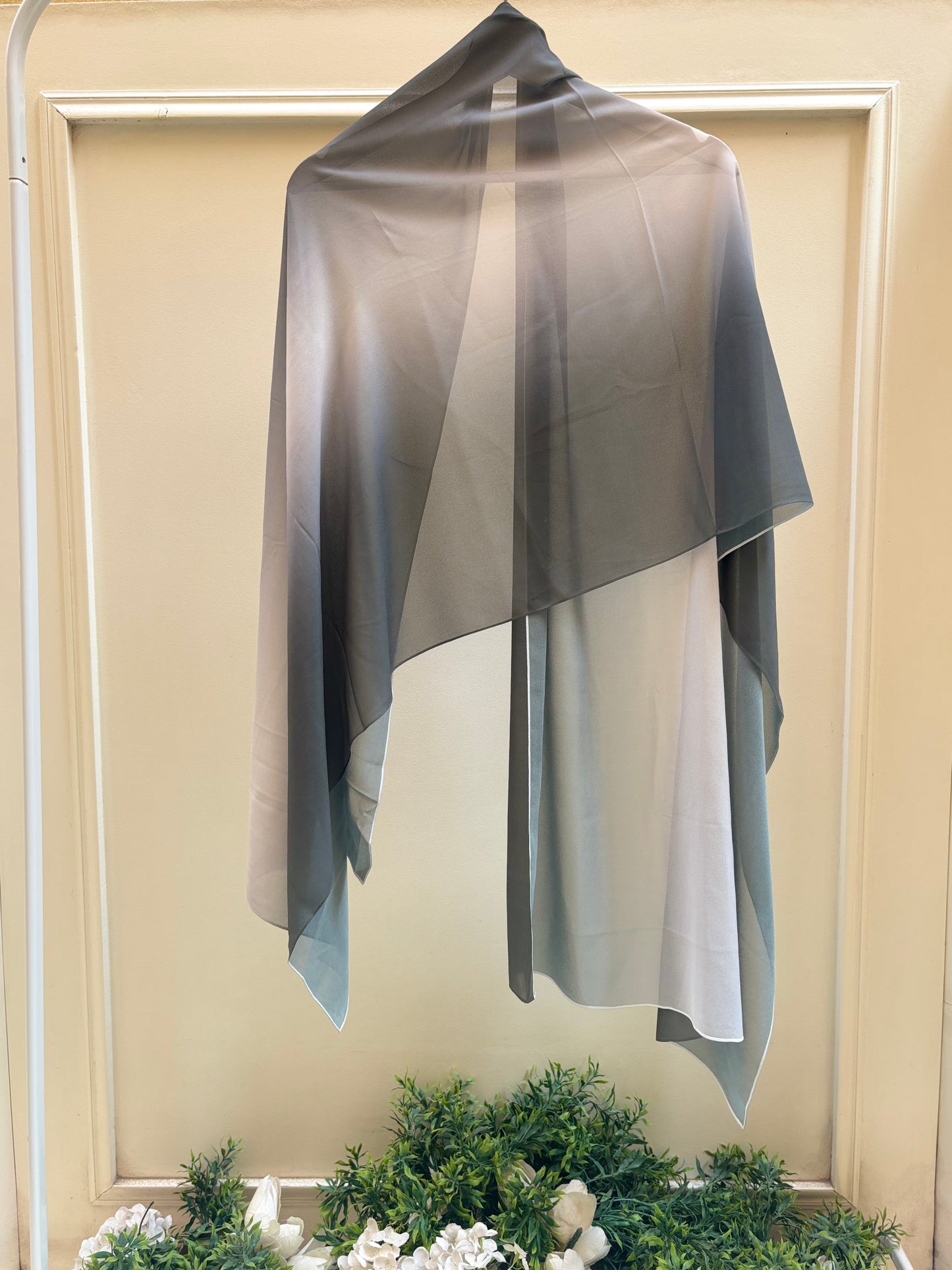 Teal beige ombre chiffon