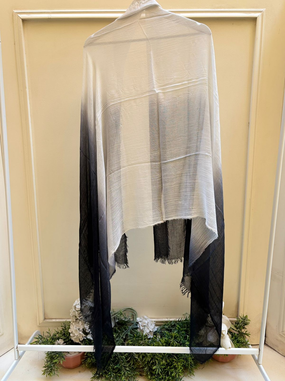 Black white ombre linen