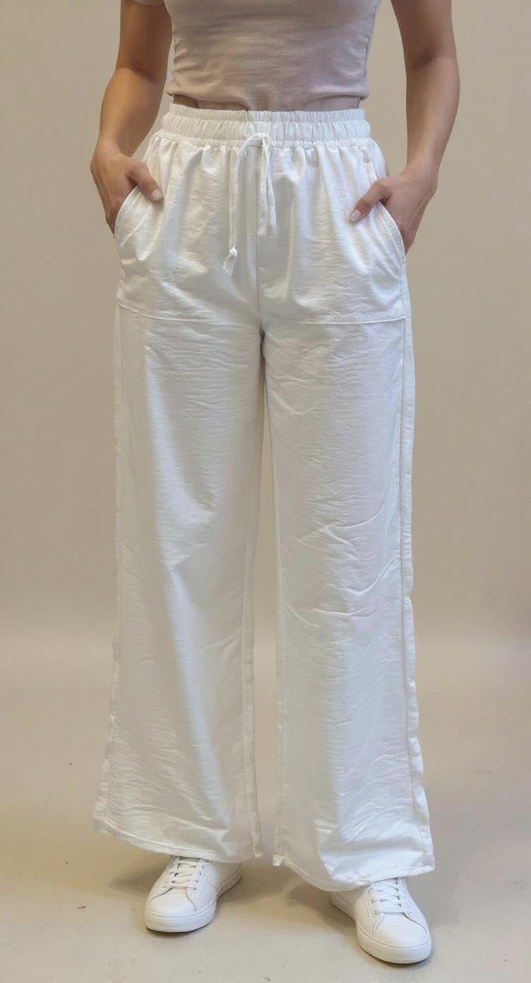White linen pants