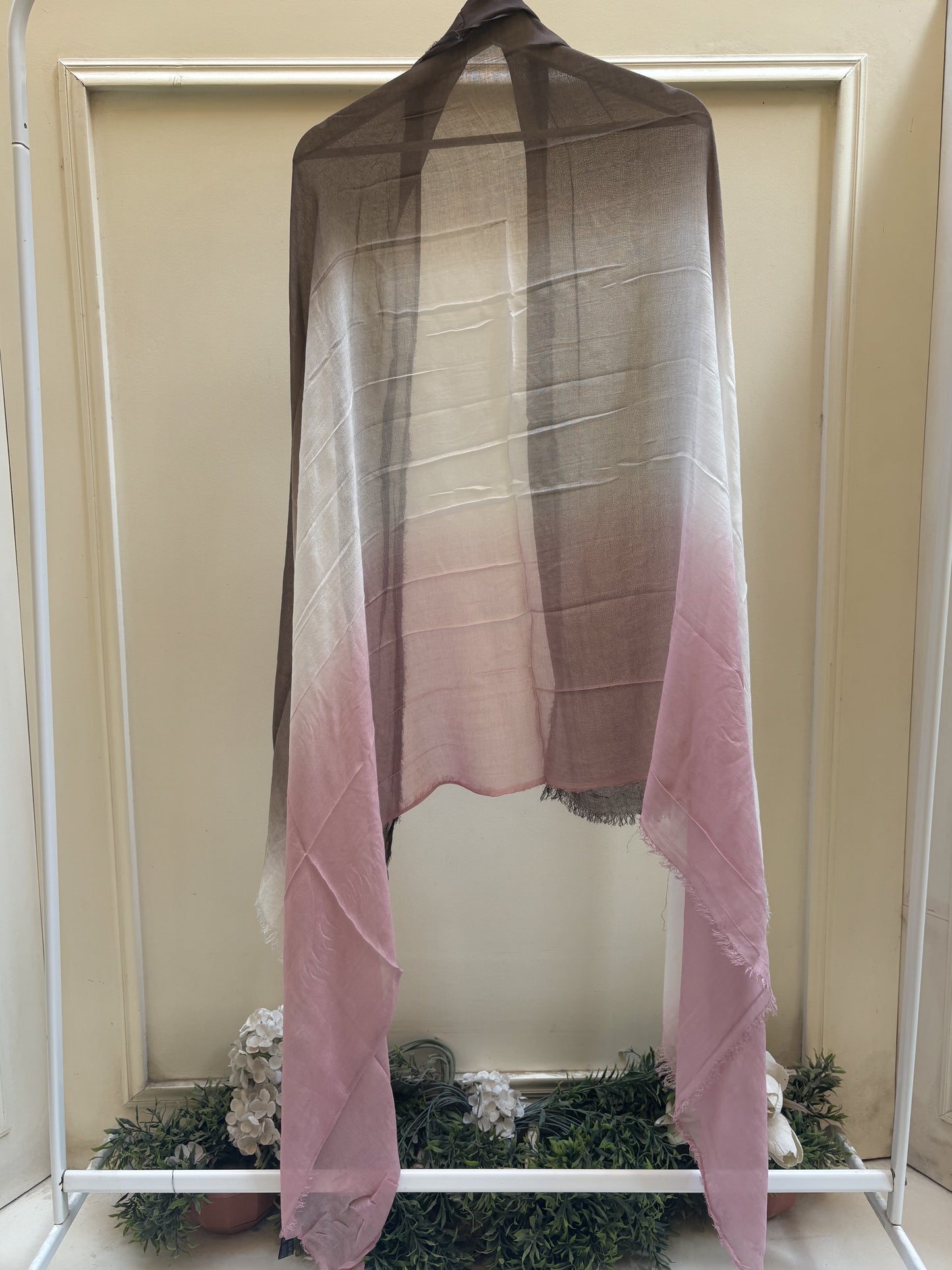 Brown white pink ombre linen