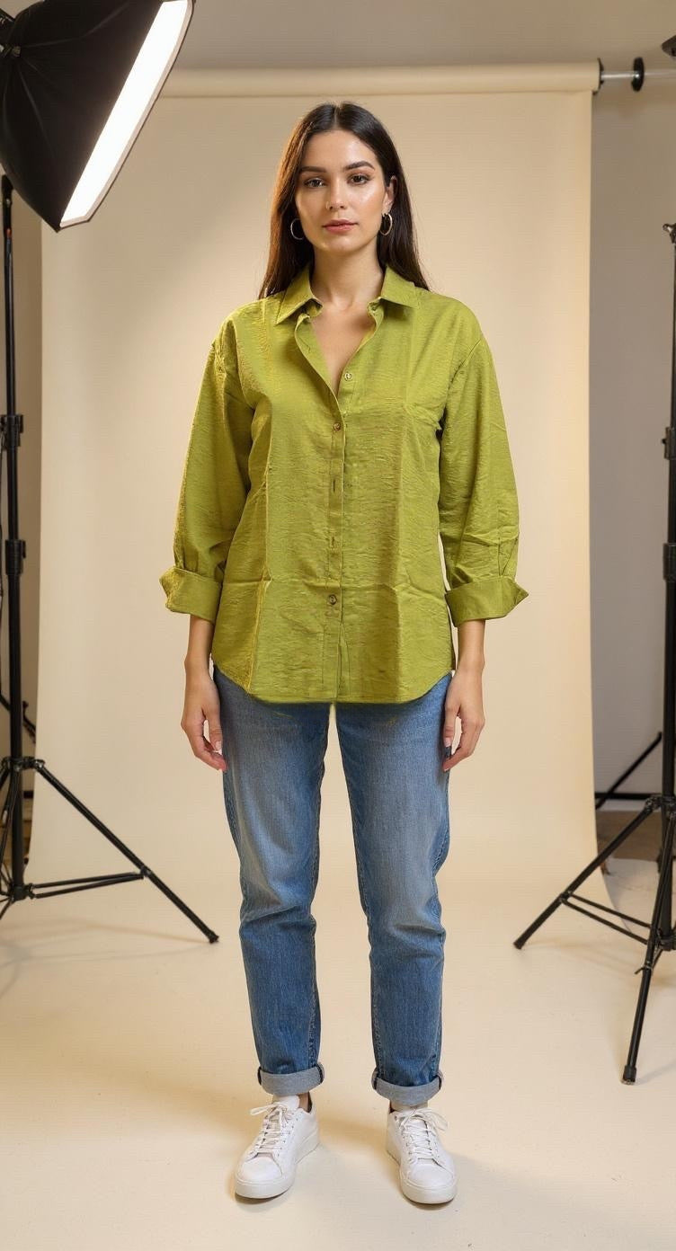 Lime Green linen Chemise