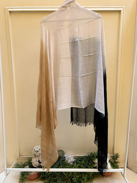 Camel white black ombre linen