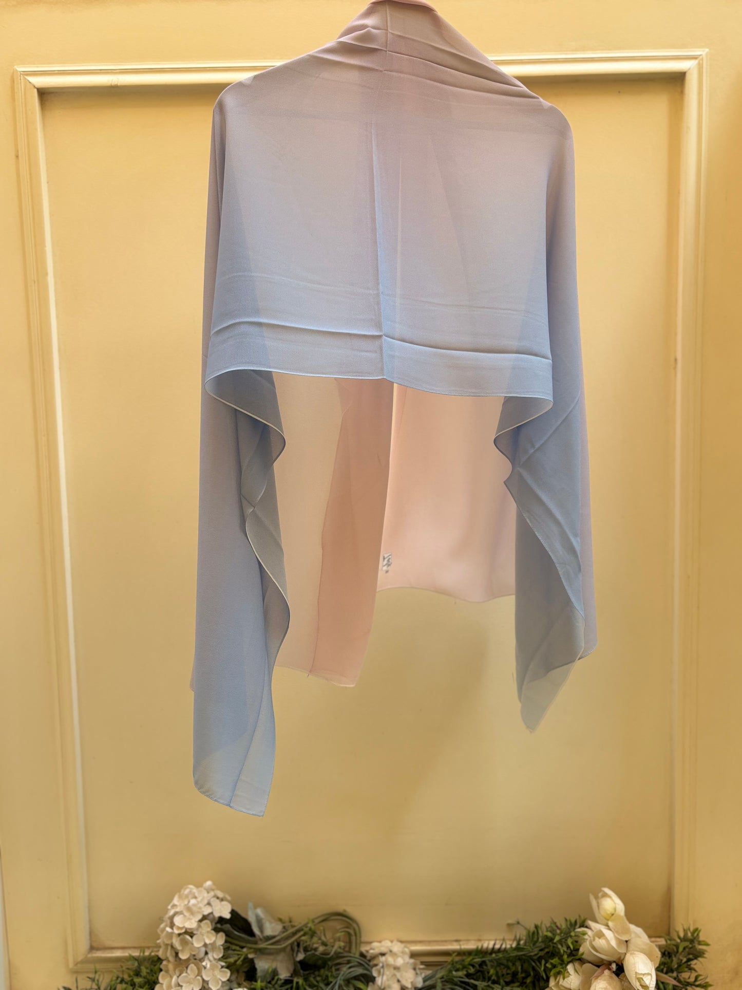 Baby blue pink ombre chiffon