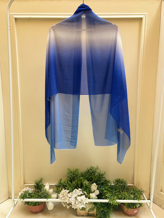 Blue and beige ombre chiffon