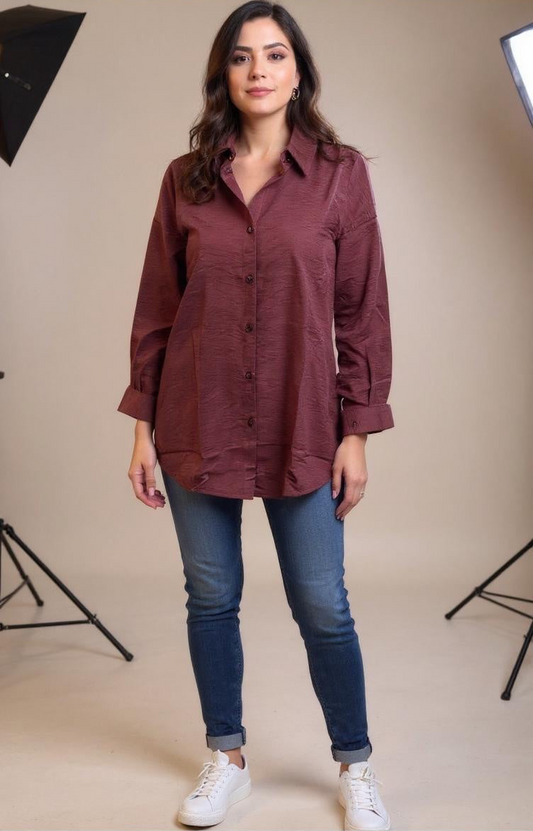Dark burgundy linen Chemise