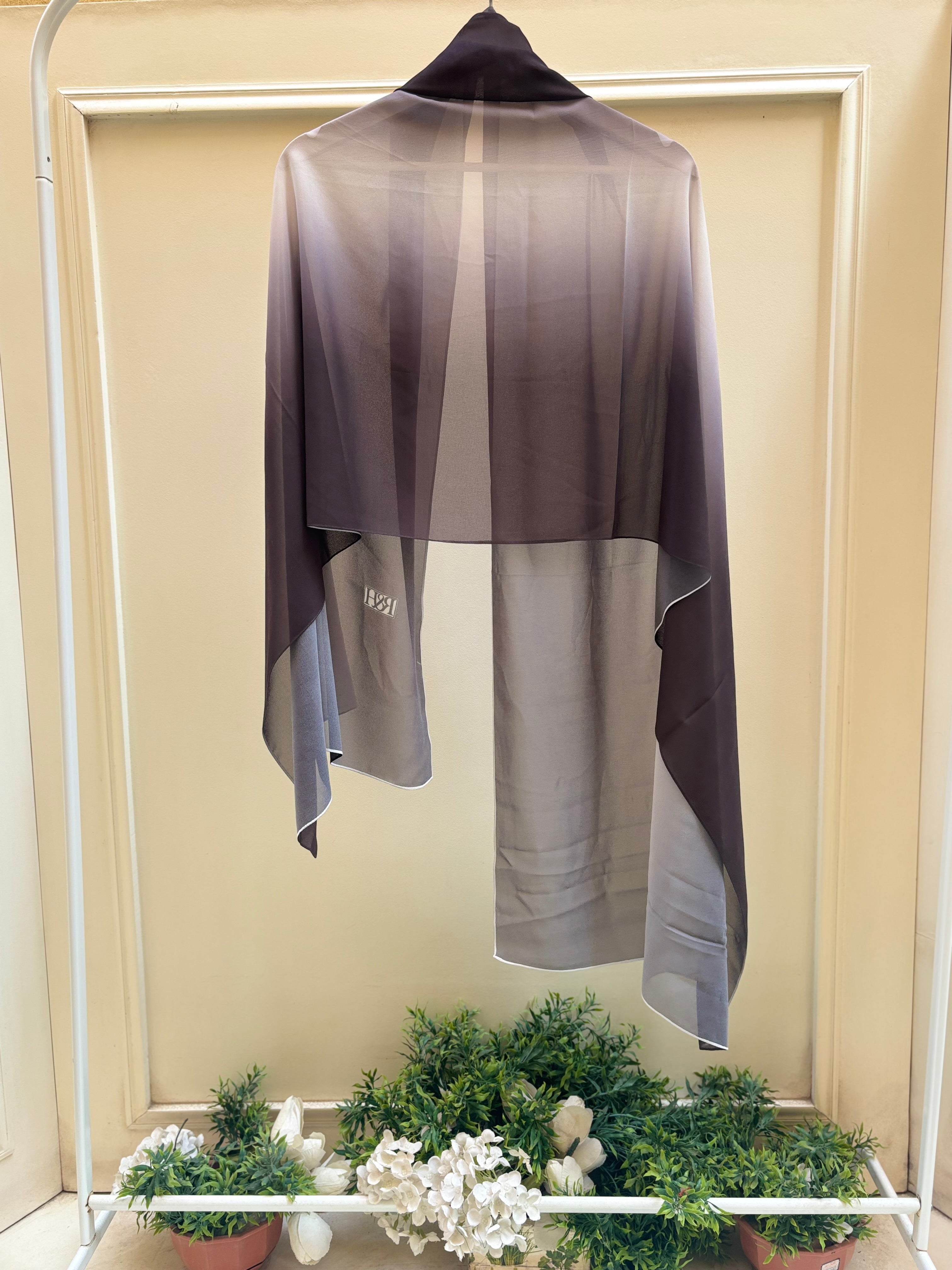 Purple light grey ombre chiffon