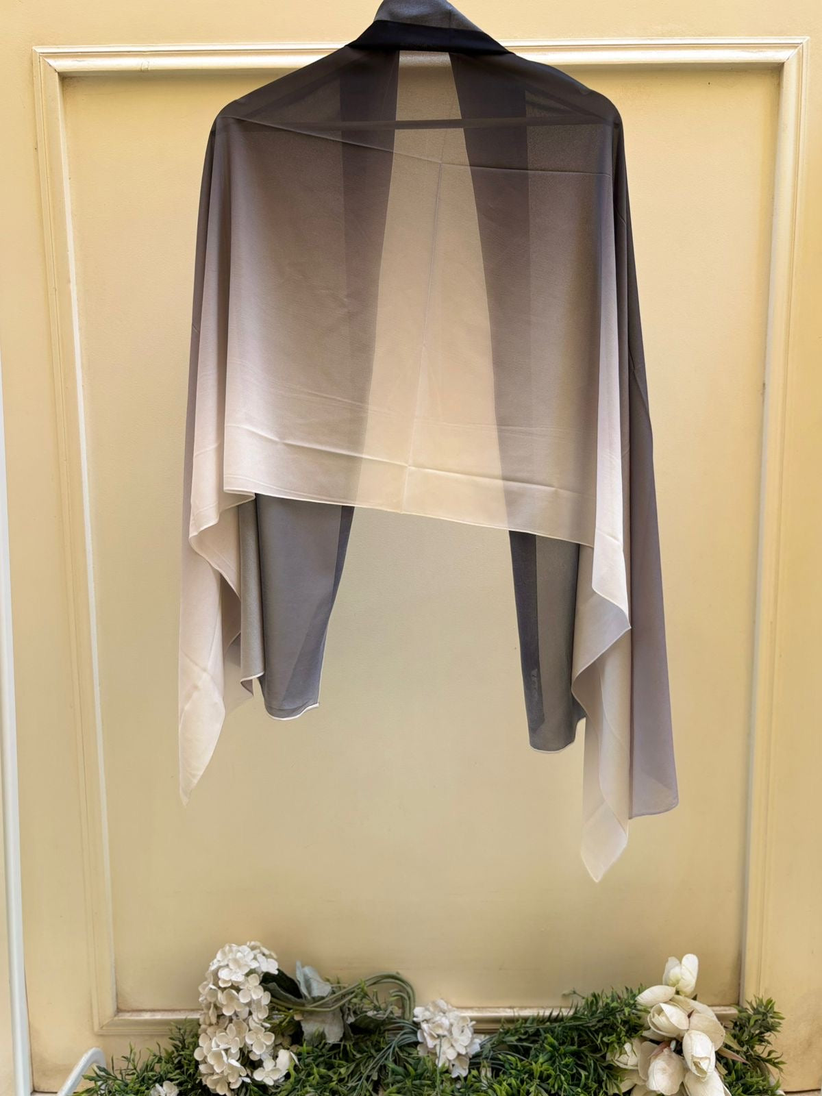 Black grey beige ombre chiffon