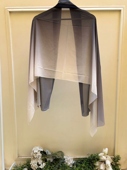 Black grey beige ombre chiffon