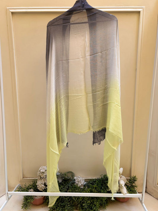 Neon yellow white grey ombre linen