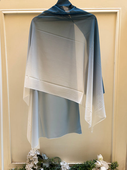 Beige teal chiffon ombre