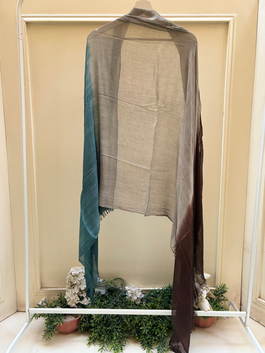 Teal grey and brown ombre linen