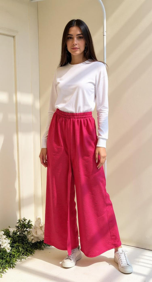 Hot pink linen pants