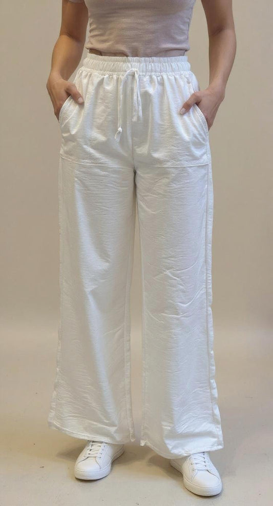 White linen pants