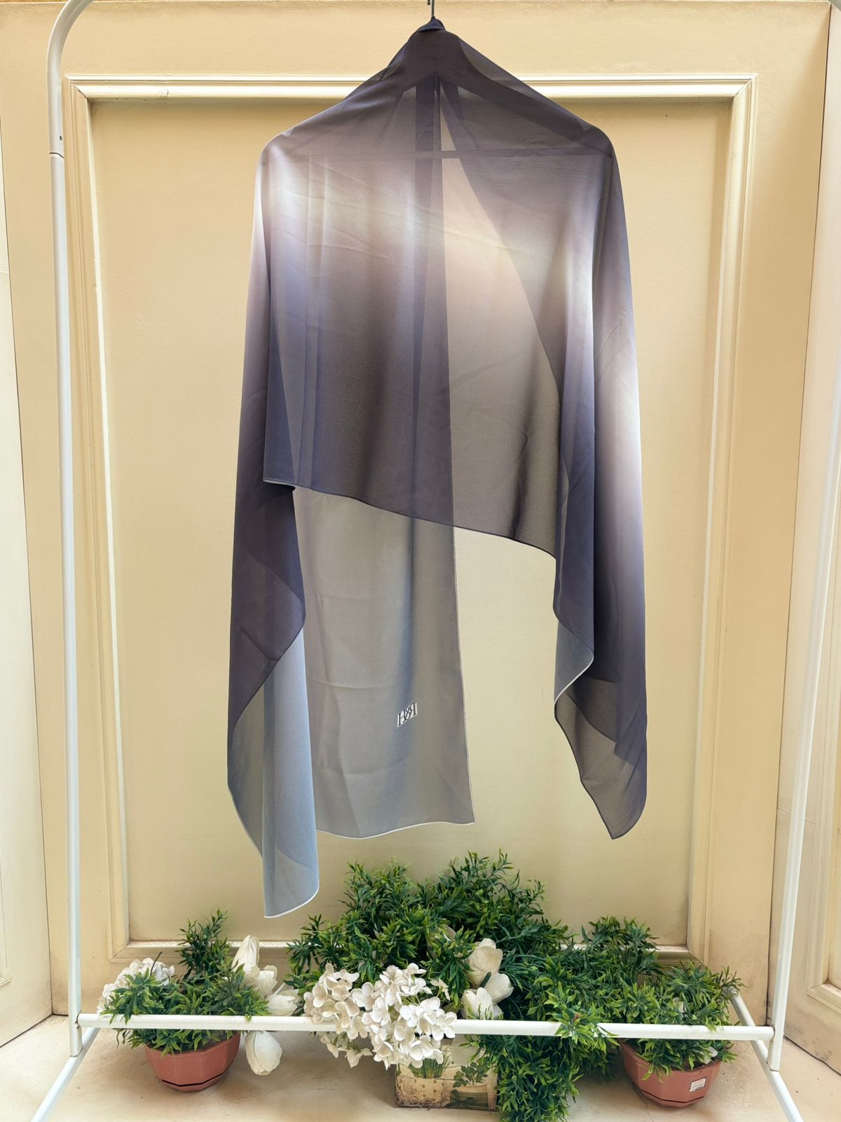 Purple dark grey beige ombre chiffon