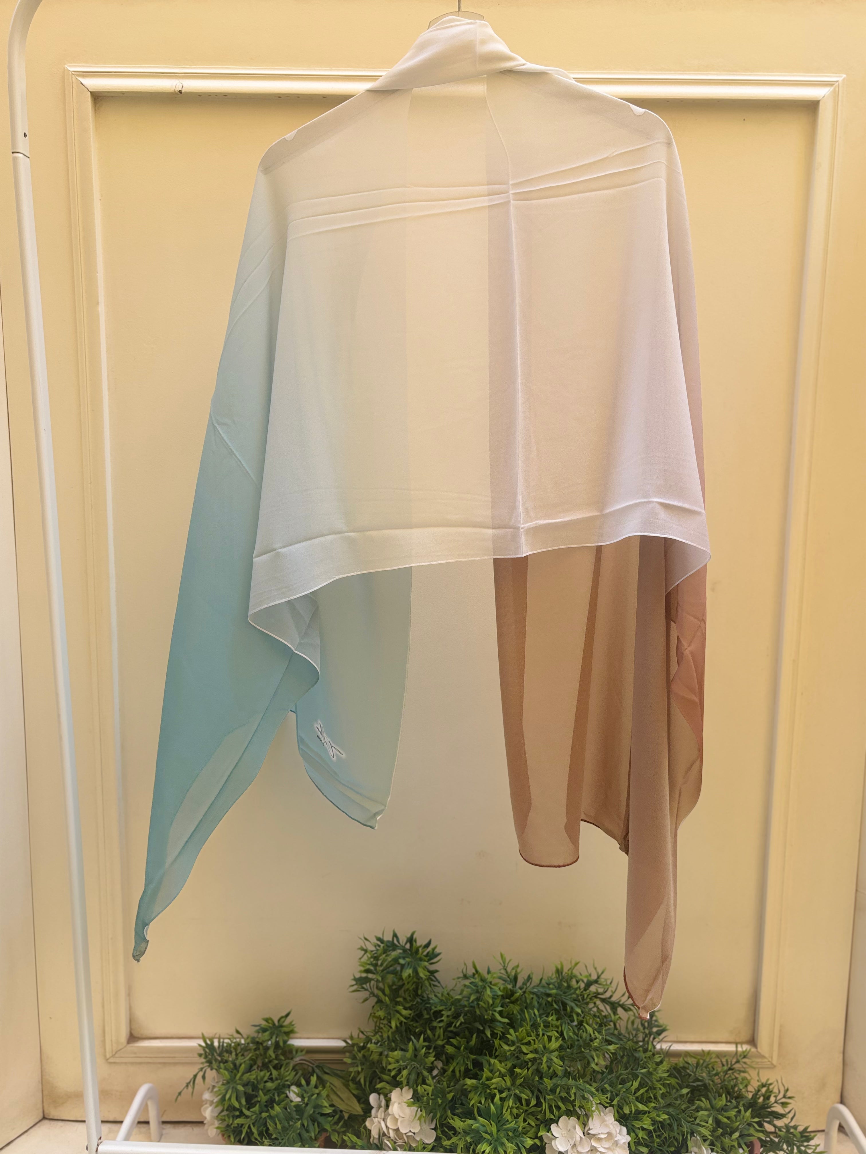 Camel baby blue ombre chiffon