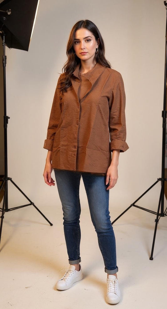 Camel linen Chemise