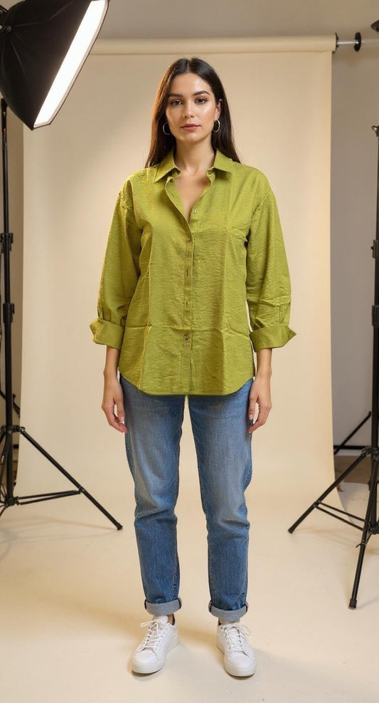 Lime Green linen Chemise