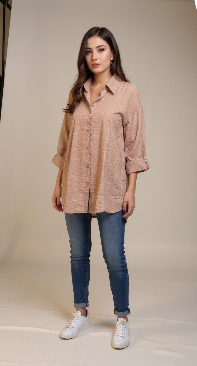 Beige rose linen chemise