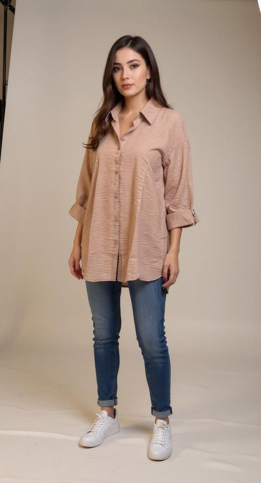 Beige rose linen chemise
