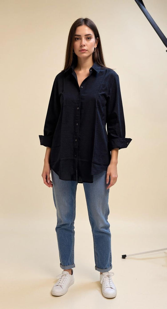 Black linen Chemise