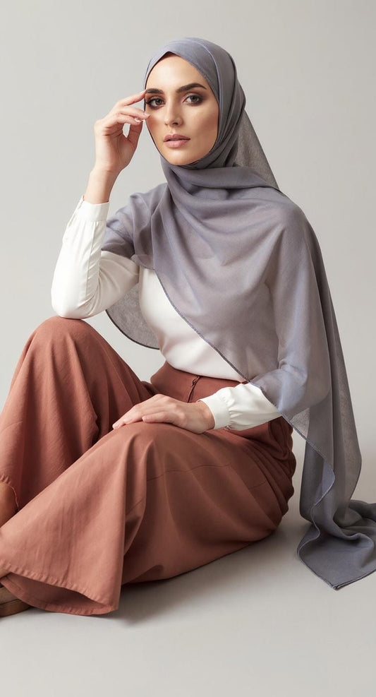 Grey plain chiffon