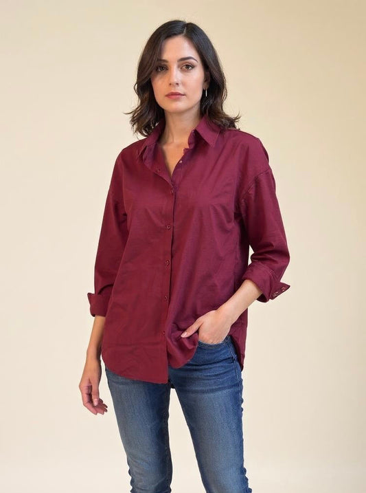 Burgundy linen chemise